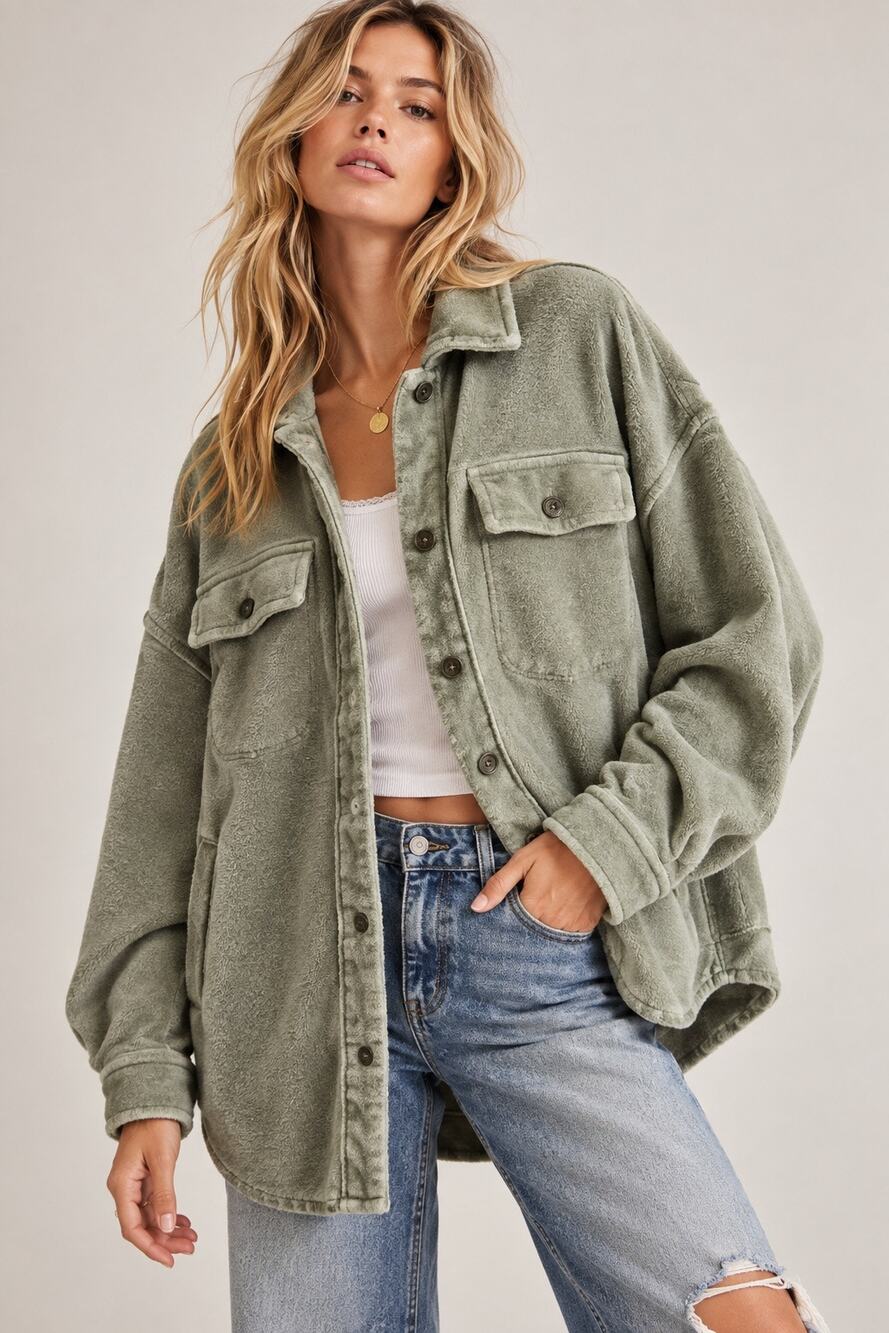 Free People Ruby Jacket Oversized Jaded Green Shacket Small